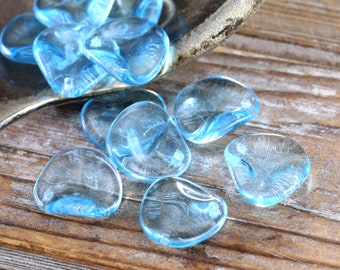 Czech Glass 13mm Rose Petal - Caribbean Blue