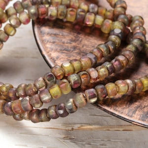 Czech Glass 3x4mm Trica Beads - Autumn Leaves