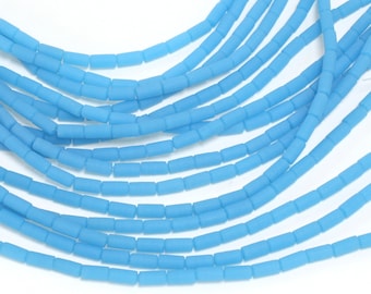 Opaque Blue Opal Beach-Style Glass Tube 8x4mm
