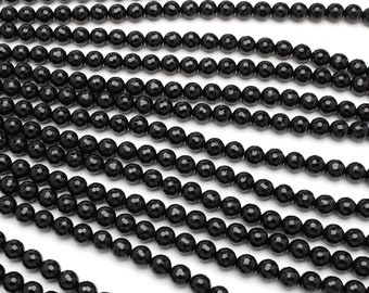 Black Onyx Faceted Round 10mm Beads
