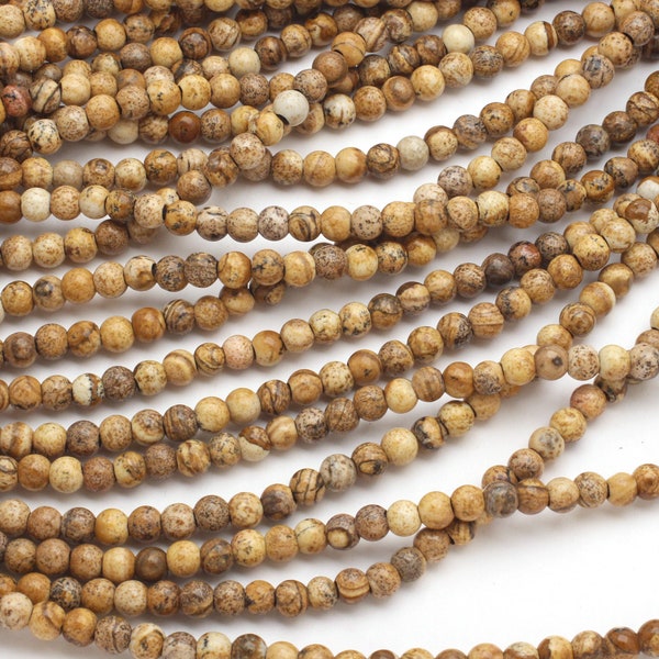 Large Hole Picture Jasper Round 6mm Beads
