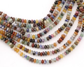 Multi Gemstone  Rondelle 4x6mm Beads