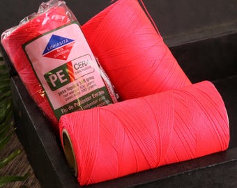 Neon Pink (328) Linhasita Waxed Polyester Cord, PE-1 0.35mm or PE-4 1mm Thickness