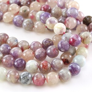 Pink Purple Tourmaline Quartz (A) Round 10mm Beads image 2