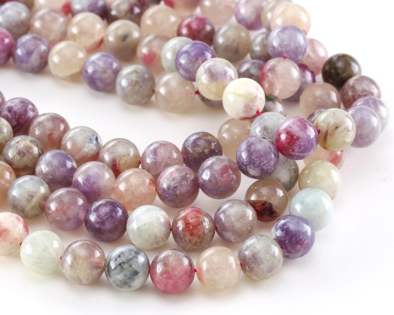 Pink Purple Tourmaline Quartz (A) Round 10mm Beads image 2