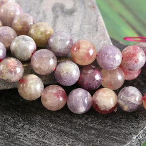 Pink Purple Tourmaline Quartz (A) Round 10mm Beads image 1