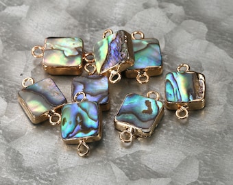 Abalone Square Focal Link w/ Gold Finish 17x10mm