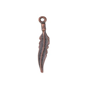 Mykonos Antique Copper (plated) Feather Charm 5x27mm (Package of 10)