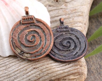 Mykonos Antique Copper (plated) Labyrinth Pendant 30x38mm