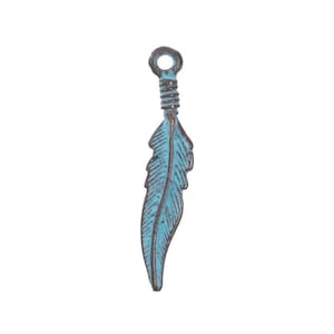 Mykonos Copper (plated) Patina Feather Charm 28mm (Package of 10)