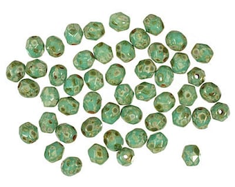 Czech Glass 4mm Fire Polished Round - Turquoise Picasso