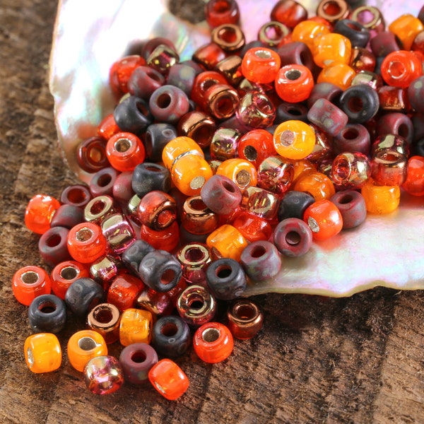 Czech Glass Matubo Rocailles 6/0 Seed Bead Mix - Flame Thrower