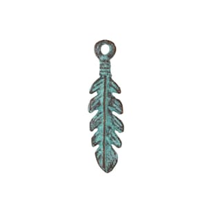 Mykonos Copper (plated) Patina Leafy Feather Charm 7x26mm (Package of 10)