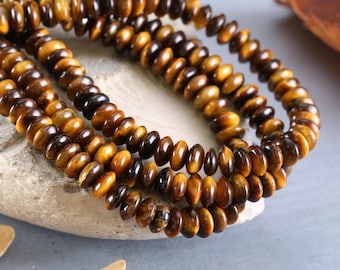 Tiger Eye Thin Rondelle 3x6mm Beads