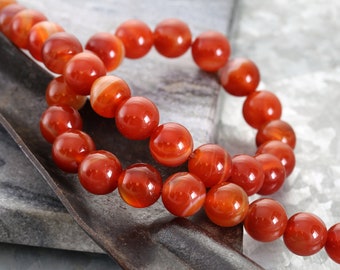 Natural Dark Carnelian Round 10mm Beads