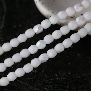 Czech Glass 4mm Fire Polished Round - White AB