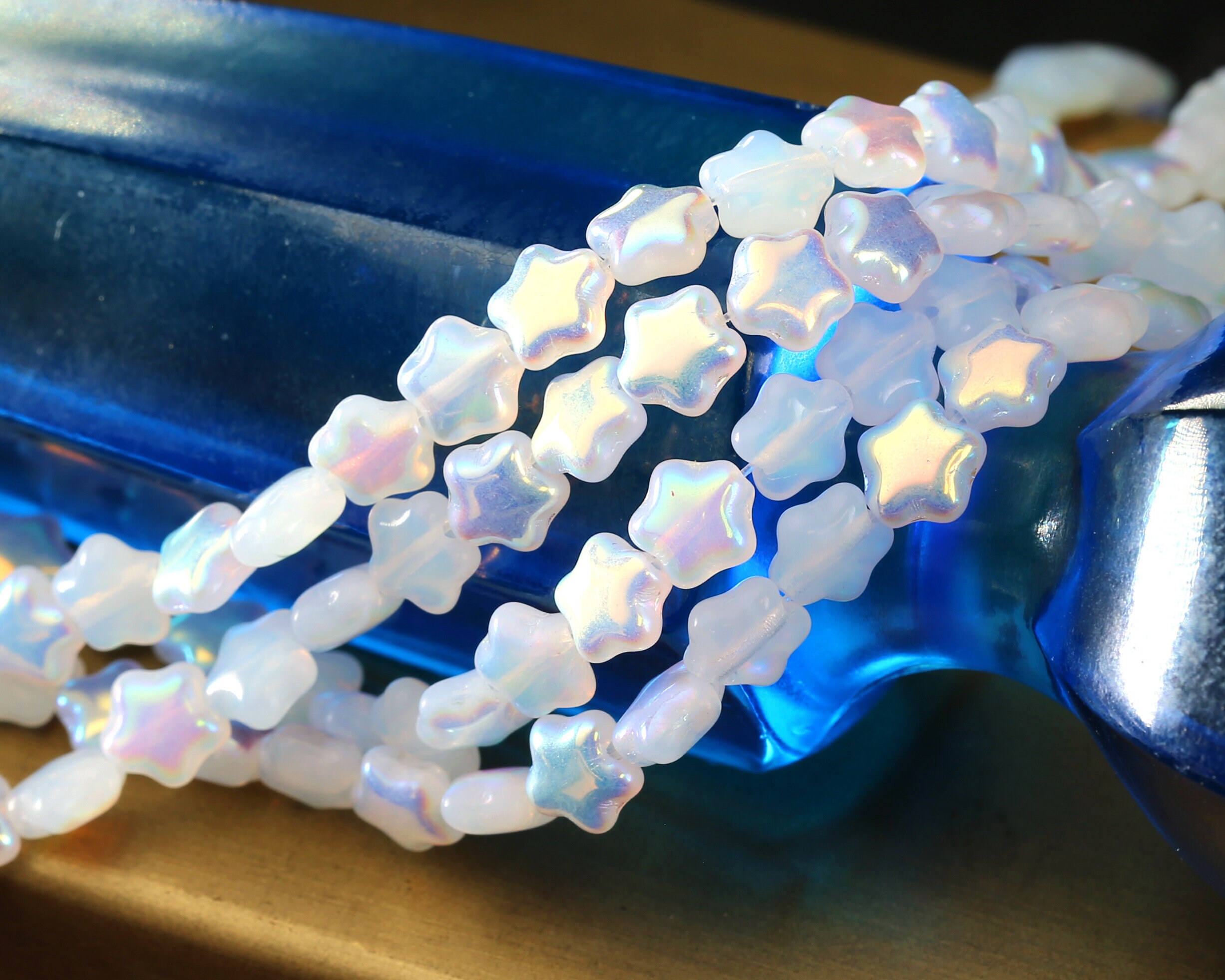 20 Czech AB Star Beads Iridescent Bead Suncatcher Stars Craft