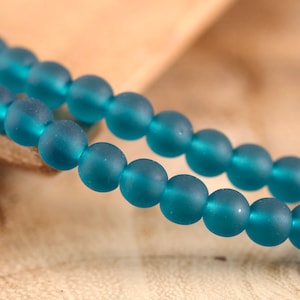 Peacock Blue Beach-Style Glass Round 6mm