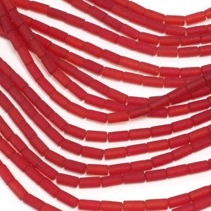 Cherry Red Beach-Style Glass Tube 8x4mm