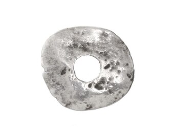 Mykonos Antique Silver (plated) Large Hammered Disk 25mm