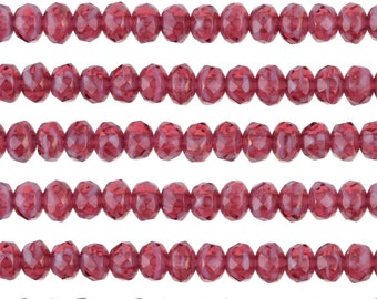 Czech Glass 3x5mm Fire Polished Rondelle - Berry Smoothie