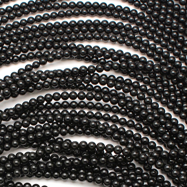 Black Onyx Round 4mm Beads