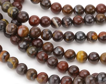 Red Tiger Iron Round 8mm Beads