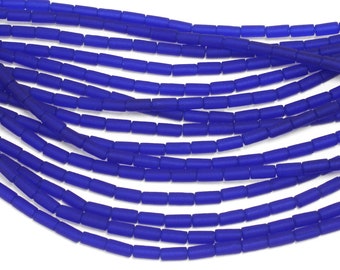 Royal Blue Beach-Style Glass Tube 8x4mm