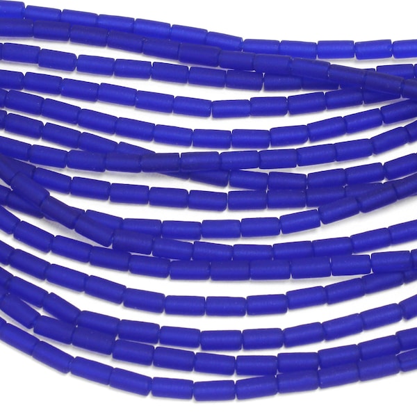 Royal Blue Beach-Style Glass Tube 8x4mm