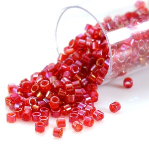 Miyuki Delica Lined Red AB (DB0295) 11/0 Seed Bead / 7.6 grams