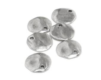 Mykonos Antique Silver (plated) Large Hammered Coin Charm 17mm (Package of 6)