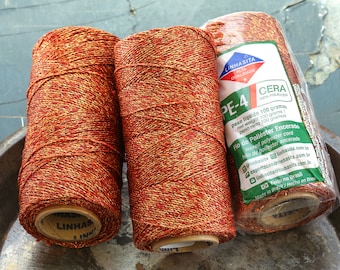 Metallic Copper Linhasita Waxed Polyester Cord, PE-1 / PE-2 / PE-4 Thickness