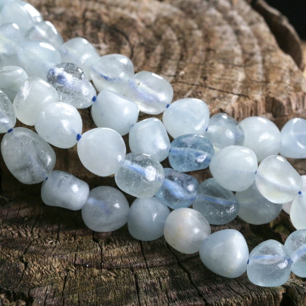 Aquamarine (multi) Pebble 9-15x8-10mm Beads