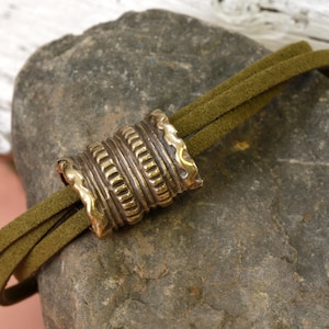 Mykonos Antique Brass (plated) Roped Oblong Barrel (large hole) 20x16mm