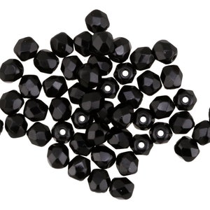 Czech Glass 4mm Fire Polished Round - Jet