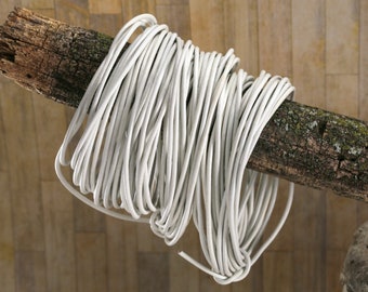 White Round Leather Cord, 1.5mm or 2mm Thickness