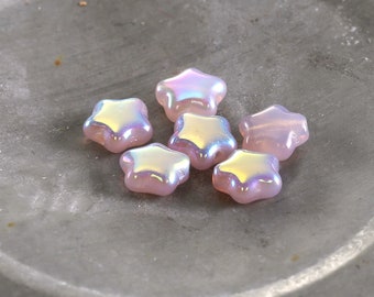 Czech Glass 6mm Star - Pink Opal AB