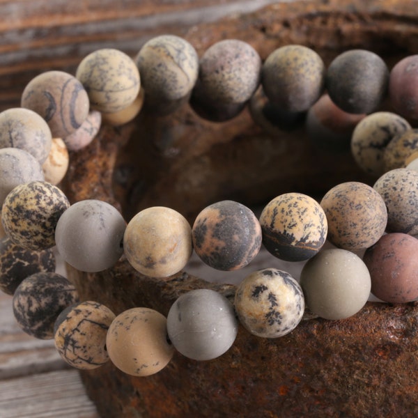 Matte Dark Artistic Stone Round 8mm Beads