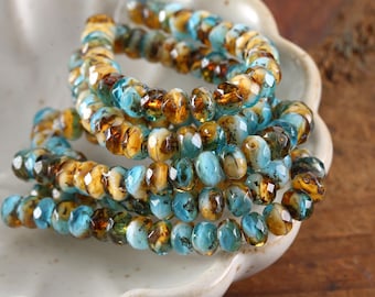 Czech Glass 3x5mm Fire Polished Rondelle - Sunny Coast