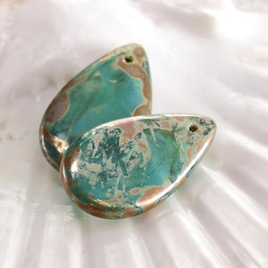 Czech Glass Teardrop 30x18mm - Aquamarine w/ Rembrandt Finish
