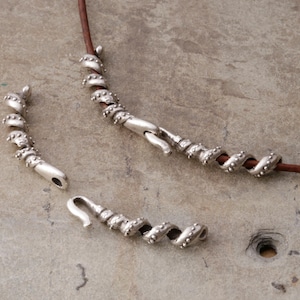 Mykonos Antique Silver (plated) Glue In 3mm Twisted Cord End Closure 60x10mm