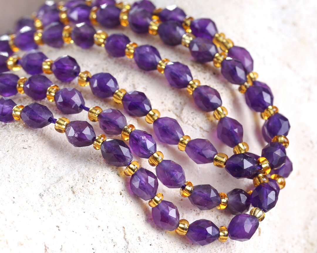 Amethyst (A) Microfaceted Rice 6x4mm Beads - Etsy