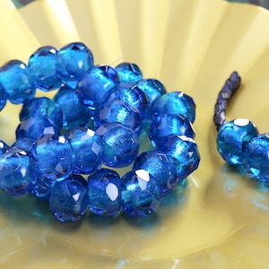 8mm Capri blue large hole Czech glass beads