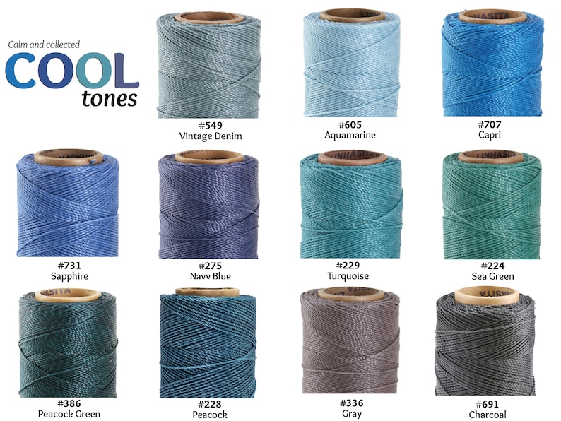 Linhasita Waxed Polyester Cord PE-4 (1mm) / 61 Colors to Choose From! image 2