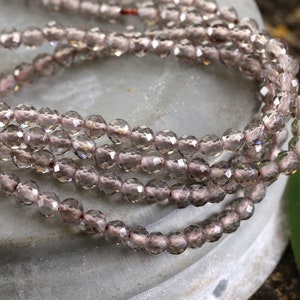 Smoky Quartz Faceted Round 3mm Beads