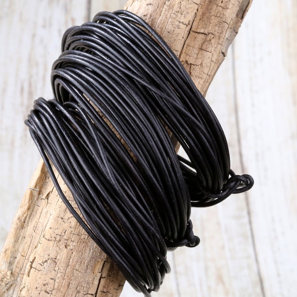 Natural Black Round Leather Cord