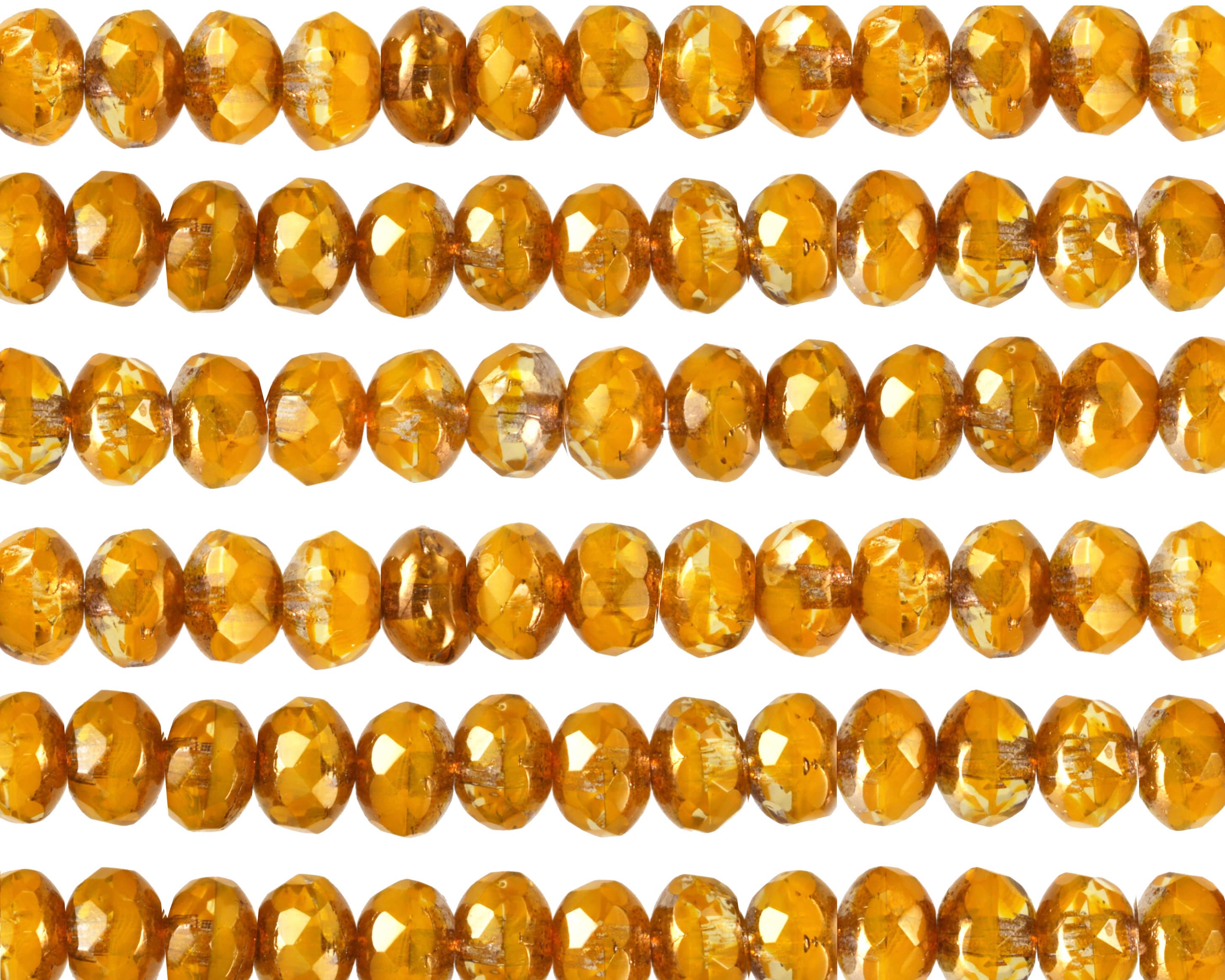 Czech Glass 3x5mm Fire Polished Rondelle - Bronzed Summer Squash