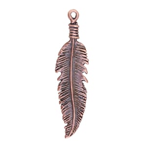 Mykonos Antique Copper (plated) Feather Pendant 17x67mm