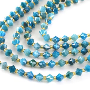 Pacific Blue Apatite A Faceted Bicone 6mm Beads image 3
