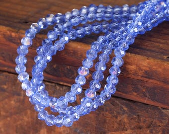 Sapphire AB Crystal Faceted Rondelle 4mm